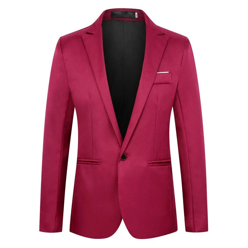 2026 New Men's Slim Blazers Fashion Single-button Business Casual Suit Jacket Solid Elegant Stylish Party Wedding Suit Tops Male