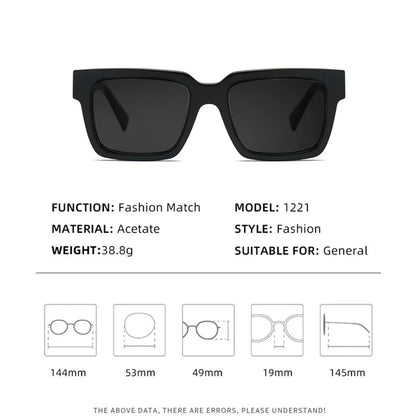 High Quality Thick Framed Acetate Fiber Myopia Sunglasses for Men and Women Luxury Square Design Driving and Fishing Sun Glasses