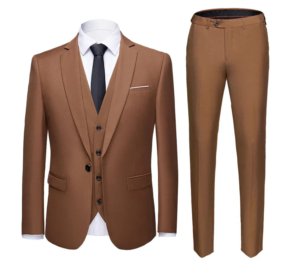 2026 New Men's Suit 3-Pieces Set (Jacket+Pants+Vest) Wedding/Party/Office Coat and Vests Trousers, Asian Sizes M-5XL 6XL.