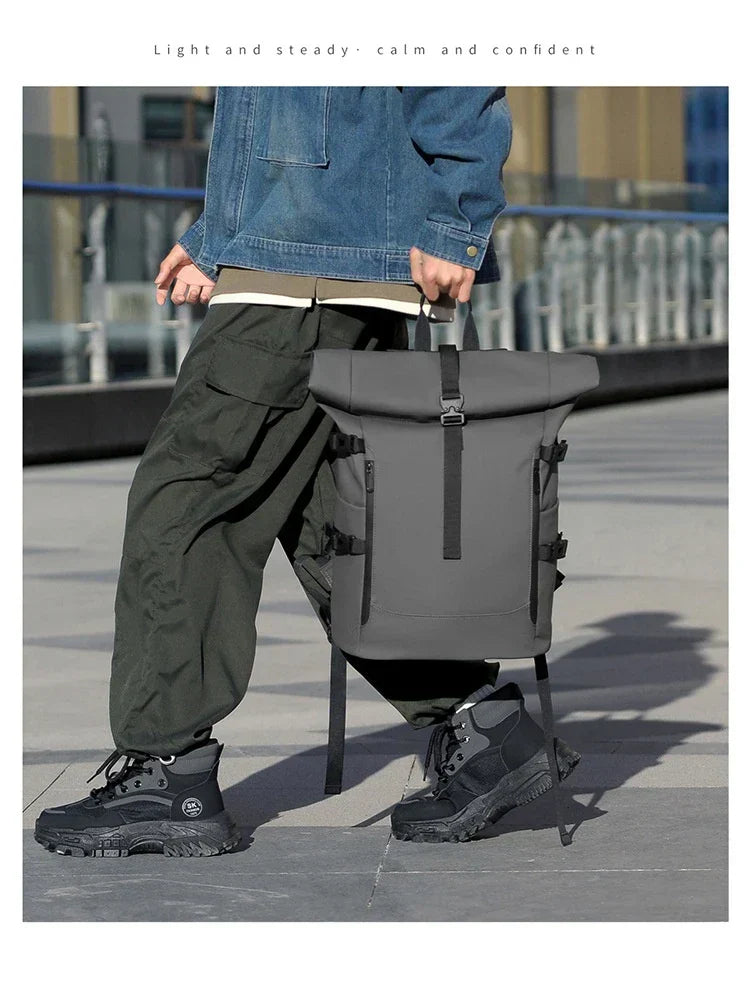 New Shoulder Bag Men's Senior Sense of Business Computer Outdoor Leisure Rolled Edge Travel Backpack Fashion Commuting