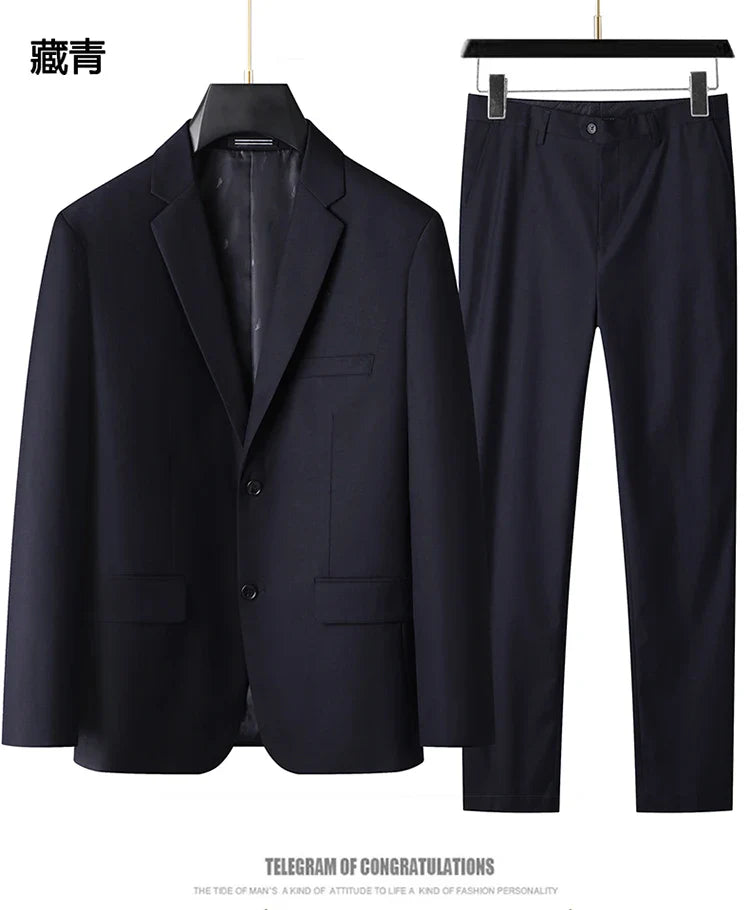 High-End Large Size Men's Three-Piece Suit Set - Business Formal Wedding Dress Coat Vest Trousers Combo for Plus Size Men