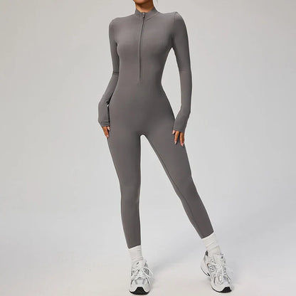 Zipper Jumpsuit Women Quick Dry Clothing Sportswear Woman Gym Yoga Sport Sets Spandex Nylon Workout Sets Women Tracksuit
