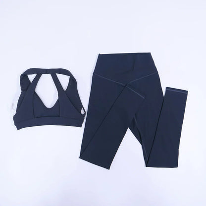 New Summer Women's Ultra Soft Sports Bra And Yoga Pants Set Fashionable Two-Piece Gym Workout Shock-Absorbing Underwear Suit