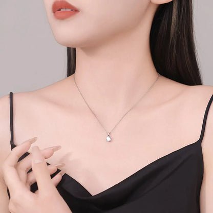 1ct Moissanite Pandent Necklace s925 Sterling Silver Plated 18k Box Chain Dainty Necklaces for Women Fine Jewelry Gift