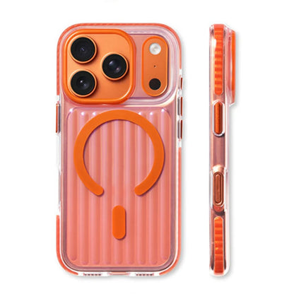 Transparent Corrugated Magnetic Phone Case For iPhone 17 17Pro 17 Pro Max For Magsafe Wireless Charging Shockproof Phone Cover