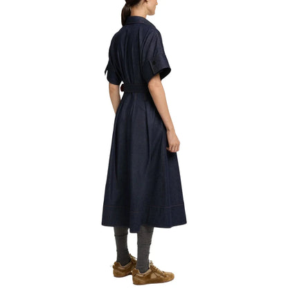 2025 Spring New Series Denim MIDI Dress With Lapel Fashion Slim Elegant Women's Dresses Female Party Dress