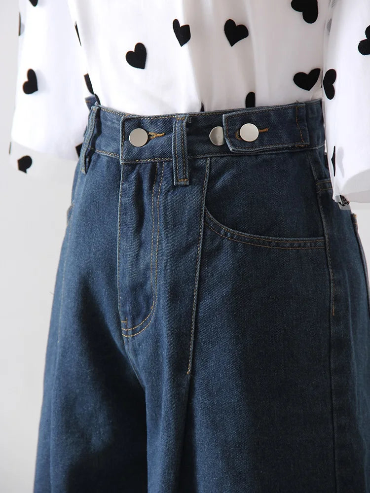 Summer Jean Shorts Women Denim High Waist Black Baggy Short Jeans Summer Pants Women's Bermuda Denim Shorts Wide Leg For Women