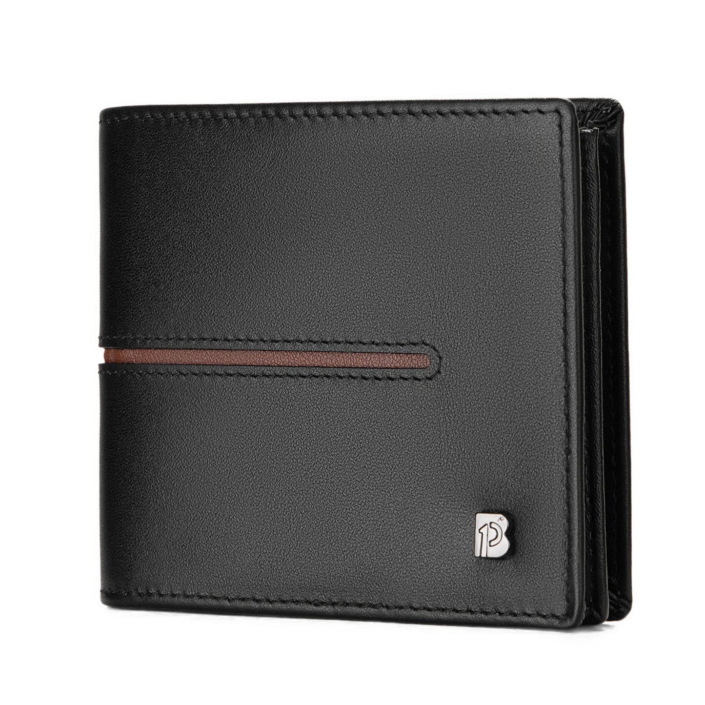 Men's Bifold Wallet Genuine Leather Black RFID Blocking Extra Capacity Card Slots & ID Window Durable Purse for Men Ideal Gift