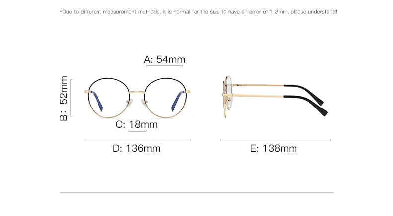 Retro Round Myopia Prescription Glasses Hyperopia for Women Reading CR39 Anti Blue Light Optical Eyeglasses Frame PFD3082
