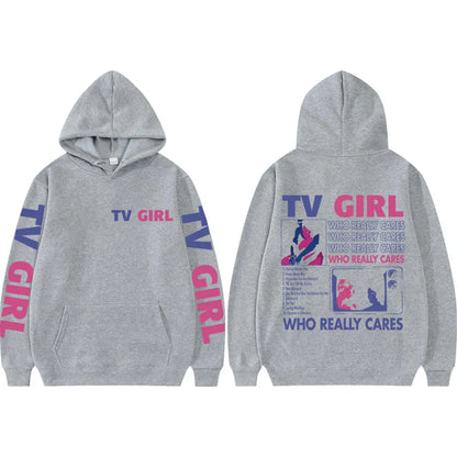 Pop Band TV Girl Who Really Cares Album Print  Hoodies Rock Hip Hop Hooded Sweatshirts Men Women Clothing Y2k Fashion Pullovers
