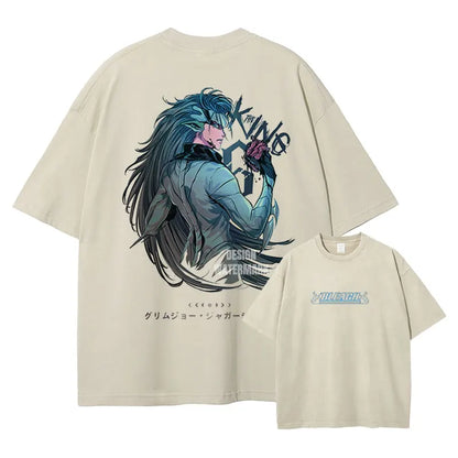 Japan Anime Bleach Aizen Sousuke Graphic Tee Men Oversized Washed Tshirts Manga Casual T Shirt Harajuku Male Cotton T-shirt