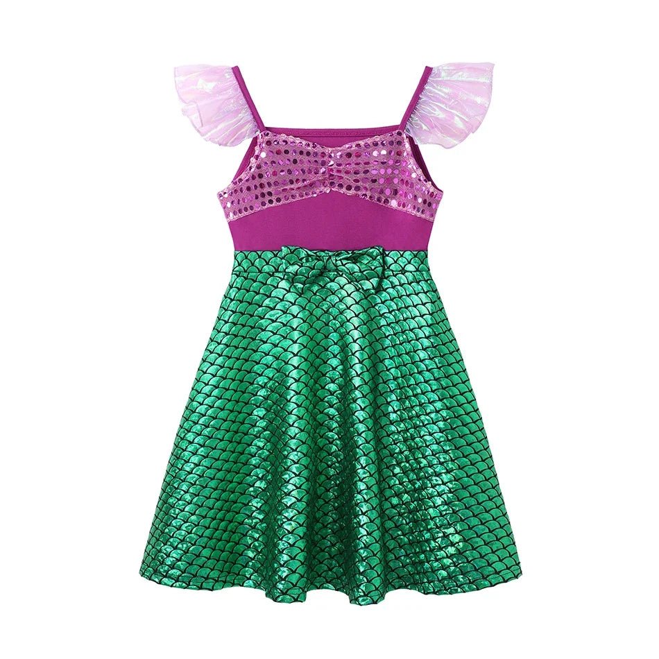 Summer Mermaid Dress Girls Kids Cosplay Dresses Princess Costume Perform Clothes Birthday Party Halloween Clothing
