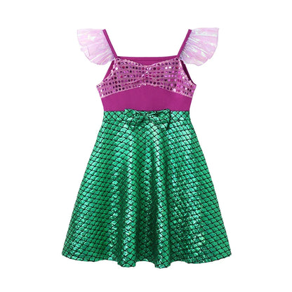 Summer Mermaid Dress Girls Kids Cosplay Dresses Princess Costume Perform Clothes Birthday Party Halloween Clothing