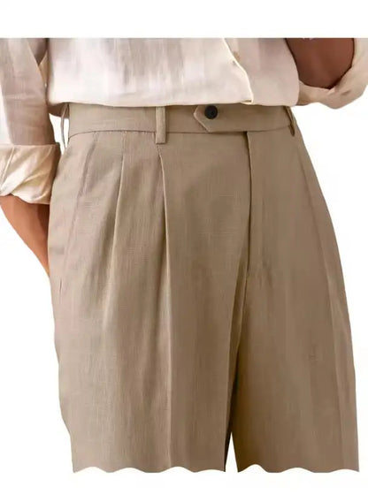 Premium Men's Pants Pleated Wide-Leg Dress Chinos Business Daily Office Versatile Formal Casual Trousers Banquet Wedding Summer