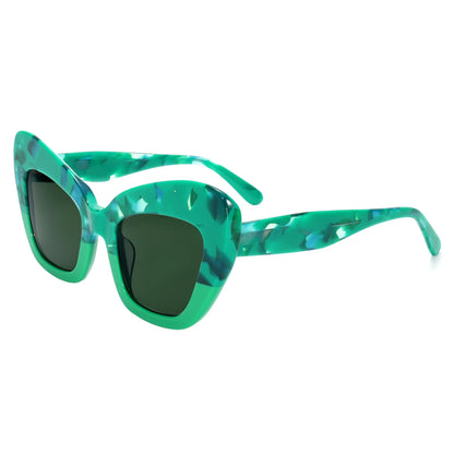 Trendy Retro Sunglasses Asymmetric Color Block Cat Frame UV400 for Women Men Polarized Daily Cool Style Modern Fasion