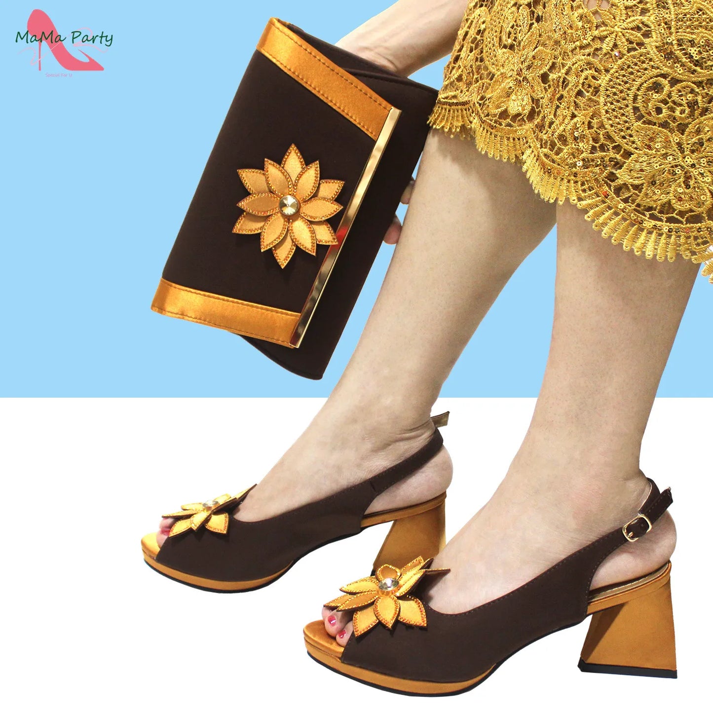 2024 New Arrivals Fashion Italian Design African Shoes and Bag to Match Comfortable Square Heels for Party in Fuchsia Color