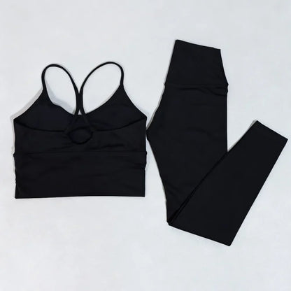 Naked Feeling Women's 2PC Gym Outfit: Seamless Sports Bra + High Waist Leggings, Shockproof Breathable Fitness Wear S-XL