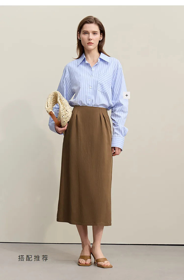 Casual Skirts For Women 2026 Spring New Elegant A-shaped Skirt Women Split Pocket Versatile Medium And Long Skirt 12621024