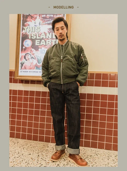 Denim Jeans Loose Straight Fit Heavyweight Raw Denim Pants