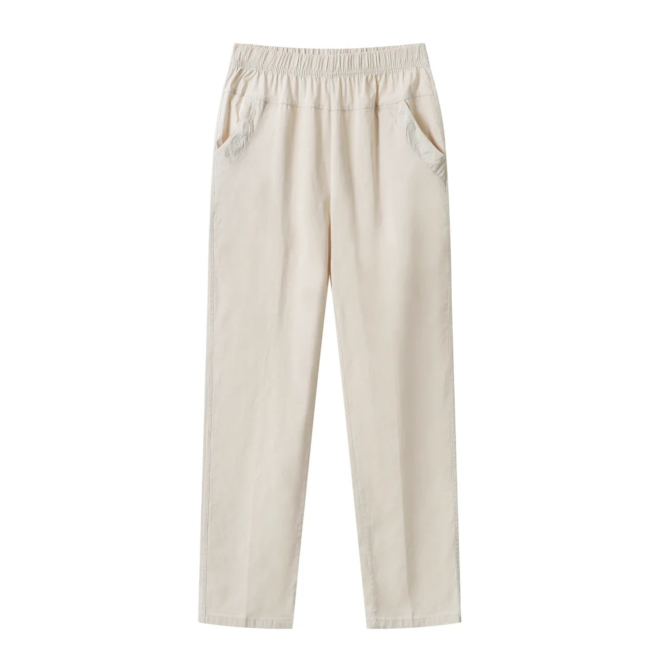 Summer Casual Washed Cotton Women's Plus Size Pants 2025 Elastic Waist Office Casual Outdoor Trousers Breathable Cool Clothing