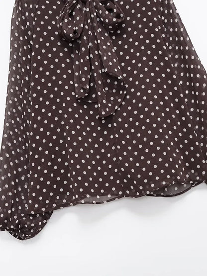 Polka Dot Printed Women Shirt 2026 Spring New Bow Tied Blouse Woman Tops Lady Ruffles Long Sleeve Loose Elegant Blouses Top ﻿