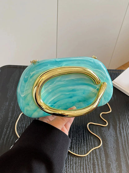 Women's Sealed Box Shaped Acrylic Clutch Fashion Dinner Wedding Party Handbag Elegant Luxury Designer Crossbody Shoulder Bag