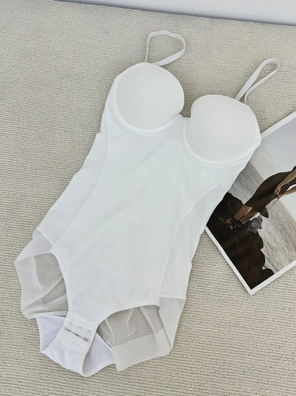 Thin Shapewear Bodysuit with Built in Bra Tummy Control Postpartum Slimming Underwear