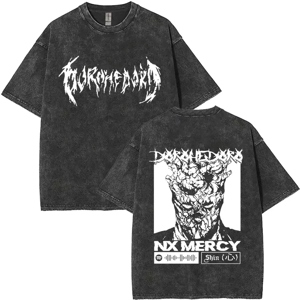 Anime Dorohedoro Kaiman Washed T-Shirt Men's Women Clothing Hip Hop Gothic Y2k T-Shirt Oversized Short Sleeve Cotton Tees Tops