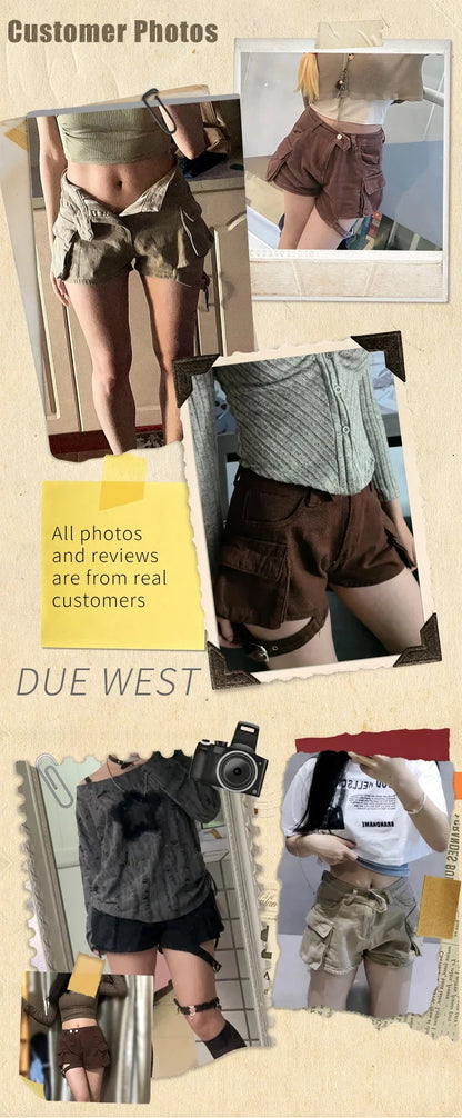High Waisted Cargo Shorts Khaki Chic Pockets Jeans Shorts Sexy Girl Summer Clothes for Women Denim Shorts Harajuku