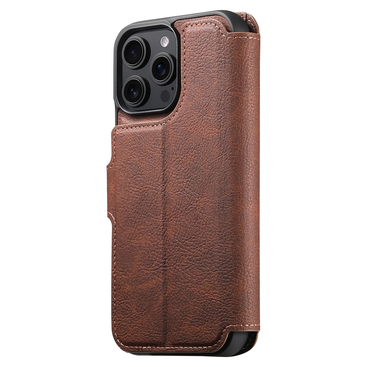 Faux Leather Wireless Charging Card Holder Stand Wallet Magnetic Flip Cover Phone Case For iPhone 17 Pro Max 16 Plus 15 14 13