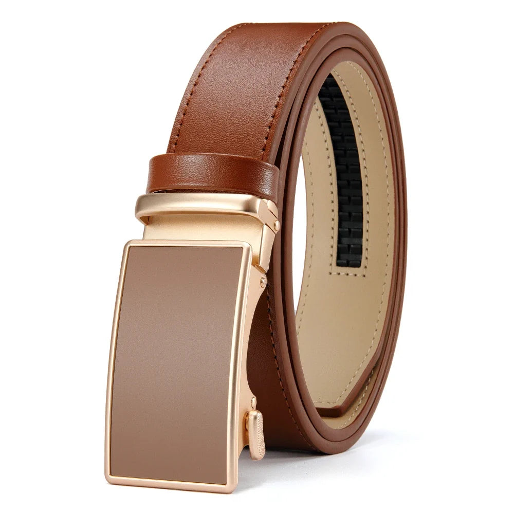 Men Belt Genuine Leather High Quality Buckle Jeans Cowskin Casual Belts Business Cowboy Male Automatic Buckle Belt for Women