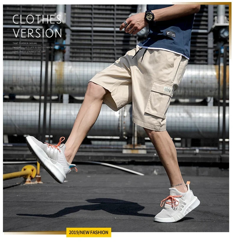 Plus Size Shorts Casual Summer Elastic Waist Cargo Short Men Streetwear Y2k Camouflage Fashion Bermuda Male Side Pocket Breeches