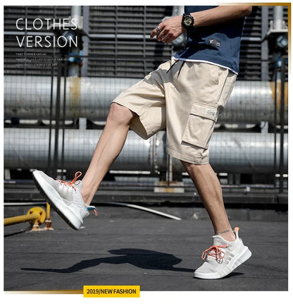 Plus Size Shorts Casual Summer Elastic Waist Cargo Short Men Streetwear Y2k Camouflage Fashion Bermuda Male Side Pocket Breeches