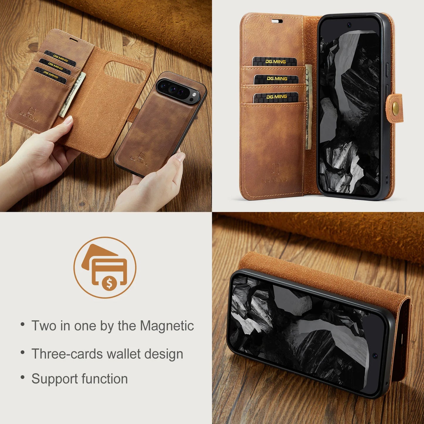 For Google Pixel 6 7 8 9 10 Pro XL/Pixel 5A 6A 7A 8A 9A Magnetic Detachable Cover 2in1 Flip Leather Wallet Phone Case