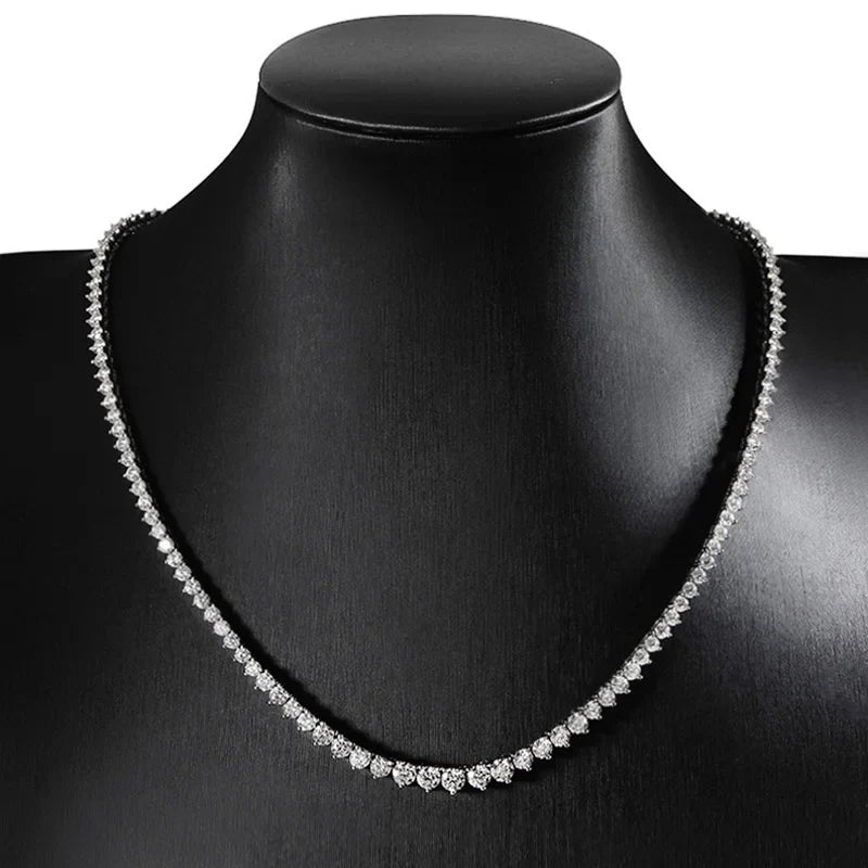 3 Claw D VVS1 Moissanite Tennis Necklace s925 Sterling Silver 18k White Gold GRA Certified Wedding Necklaces for Women