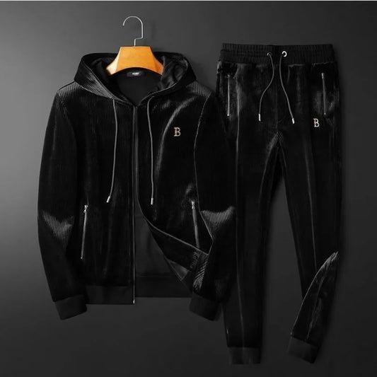 Men's Clothing Spring and Autumn high quality Casual Sports Hooded suit Gold Velvet Pants suit Loose Two-piece Set