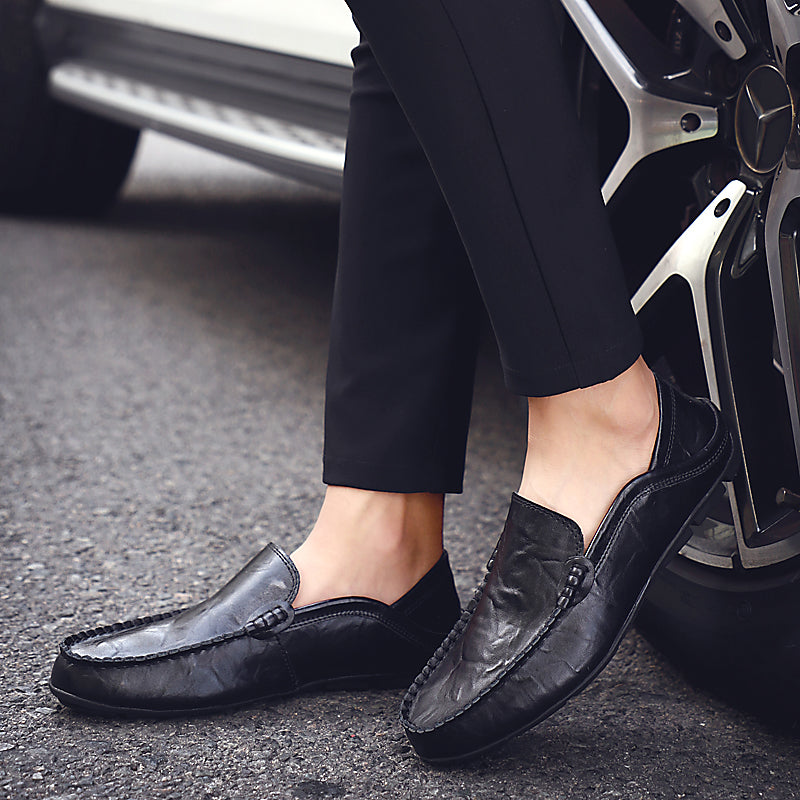 Summer Men Casual Shoes Leather Moccasins Breathable Slip on Boat Shoes Italian Luxury Brand Mens Driving Loafers Size 37-47