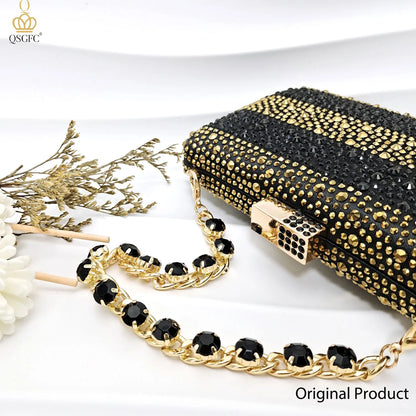 Ladies High Quality Women's Pumps Black Gold Shoes and Bag Set DURABLE OUTSOLE Italian Fashion Design For Nigeria Wedding