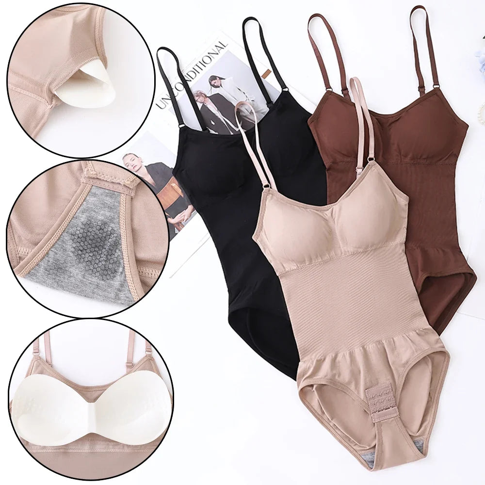 Shapewear Bodysuit for Tummy Control Women Hooks Crotch Body Shaper Stree Jumpsuit with Bras Abdomen Control