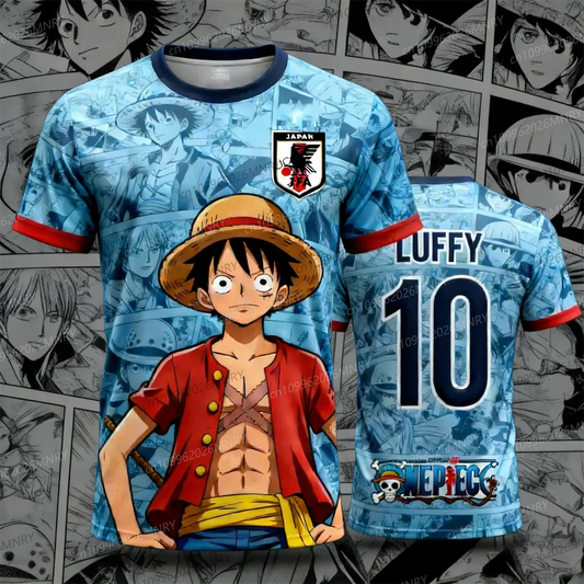 Japan One Piece Luffy Football Jersey Men T-shirt Kids Football Special Jersey Kit Adult Men's/Women's Quick-Drying Sweatshirt
