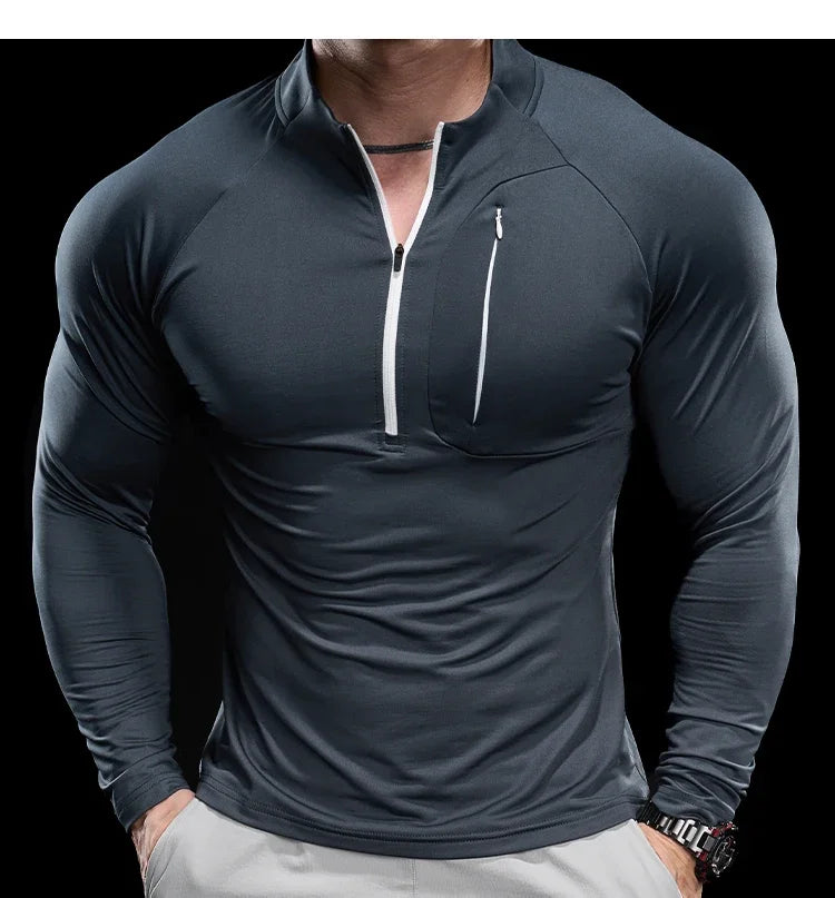 Gym Fitness Quick Dry Shirt Men Running Sport Long Sleeves T-shirt Trackwear Tee Tops Autumn Male Bodybuilding Training Clothing