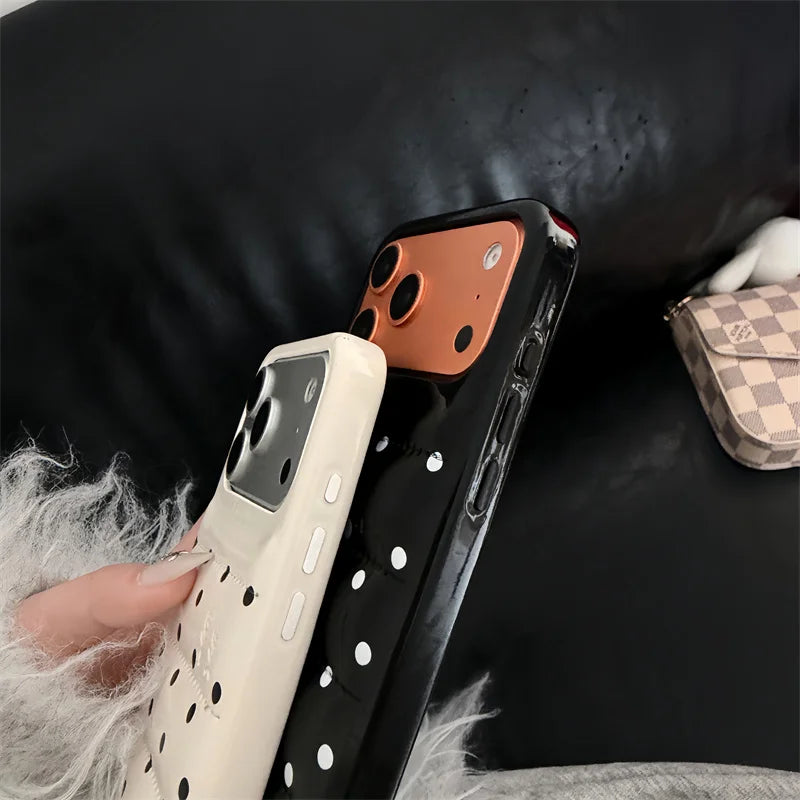 Luxury Silver Leather Love Heart Phone Case For iPhone 17 Pro 16 15 14 Pro Max Back Cover with Hand Strap Shockproof Cute Cases