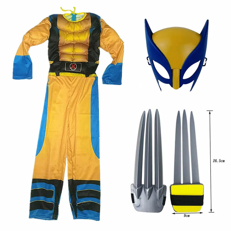 Boy's Costume Movie Superhero Jumpsuit School Performance Outfit Halloween Mask Performance Costume Party Prop Gift