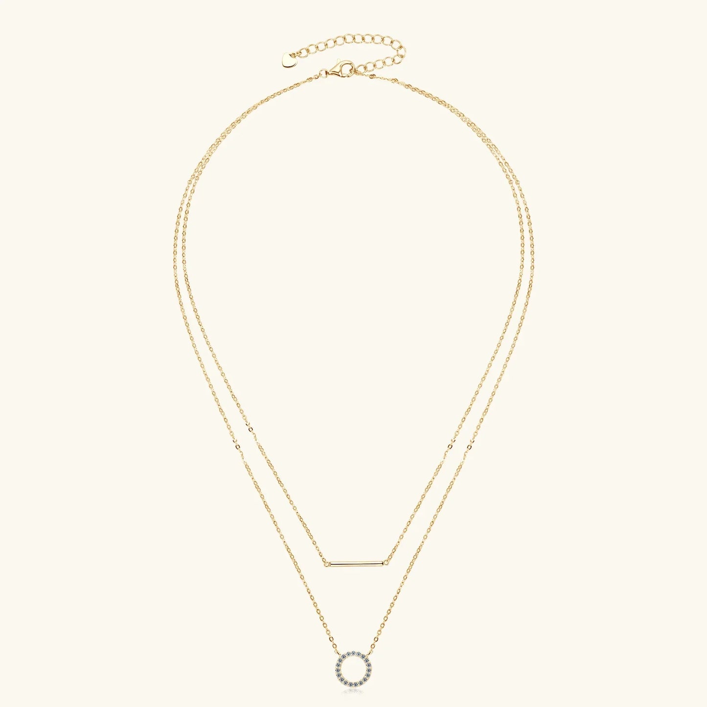 Dainty 1.5mm Moissanite Necklace for Women 14K Gold/Sterling Silver Plated Double Layer Chain Trendy Jewelry Gifts