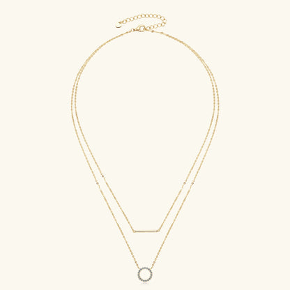 Dainty 1.5mm Moissanite Necklace for Women 14K Gold/Sterling Silver Plated Double Layer Chain Trendy Jewelry Gifts
