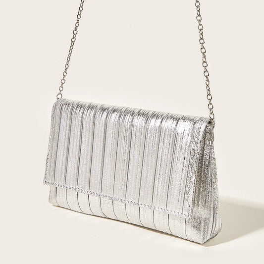 Luxury Envelope Banquet Bags Shiny Metallic PU Evening Clutch Bags High-end Flap Chain Shoulder Bag Women's Wedding Party Purses