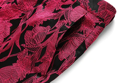 Fashion Men Luxury Jacquard Suit Pants White / Black / Pink Trend Male Groom Wedding Prom Party Dress Trousers
