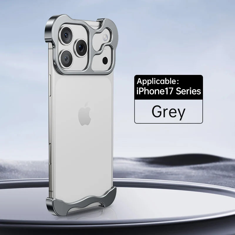 Luxury Irregular Metal Bumper Phone Case For iPhone 17 Air Pro Max Aluminum Shockproof Corner Pads Plating Ultra Thin Back Cover