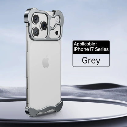 Luxury Irregular Metal Bumper Phone Case For iPhone 17 Air Pro Max Aluminum Shockproof Corner Pads Plating Ultra Thin Back Cover