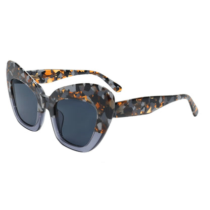 Trendy Retro Sunglasses Asymmetric Color Block Cat Frame UV400 for Women Men Polarized Daily Cool Style Modern Fasion